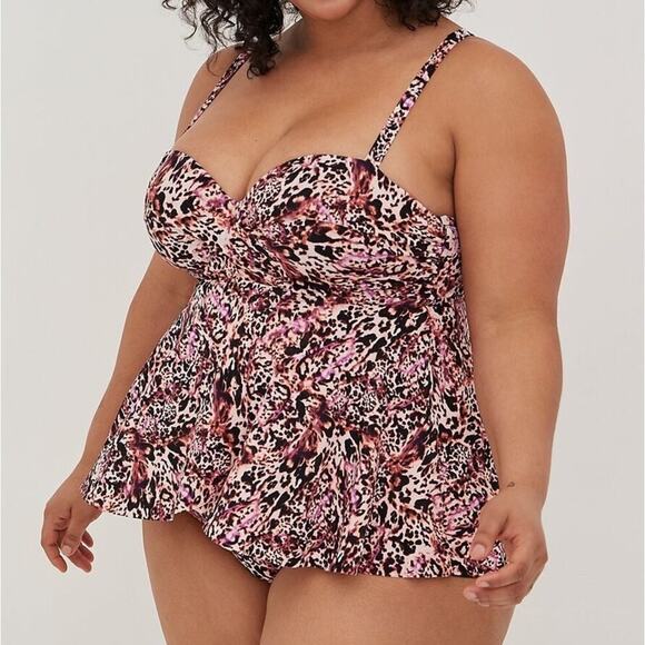 Torrid Leopard Pink One Piece Swimsuit 3X NWT D/DD 15900342 - Picture 1 of 14